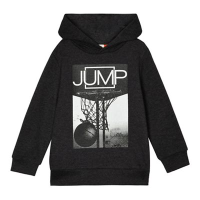 Boys' dark grey basketball print hoodie